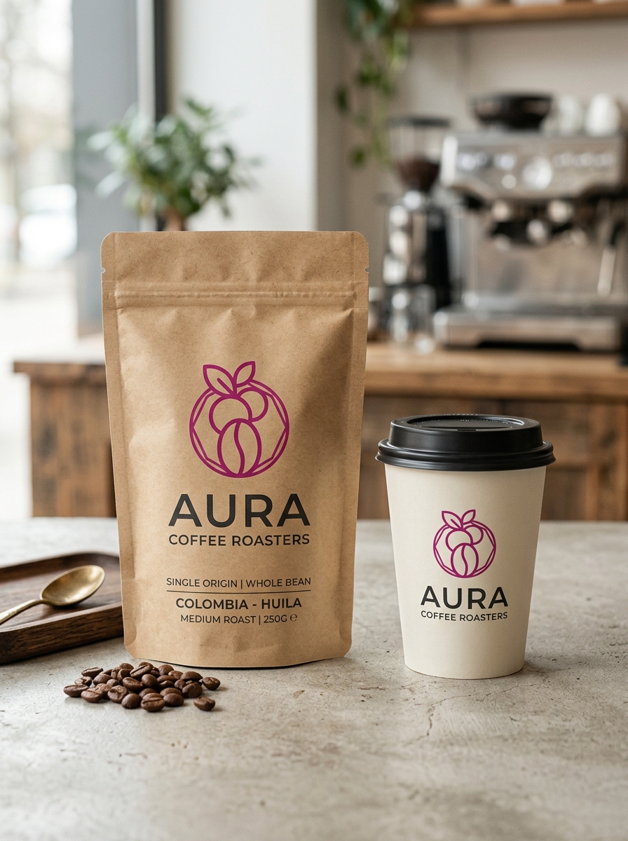 Senja Coffee, Aplikasi logo di kemasan kopi (pouch & cup)